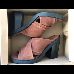 Urban Outfitters brown suede chunky high heels